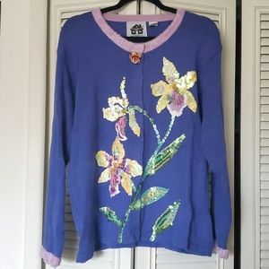 Like new! Vintage Storybook Knits sequined orchid sweater